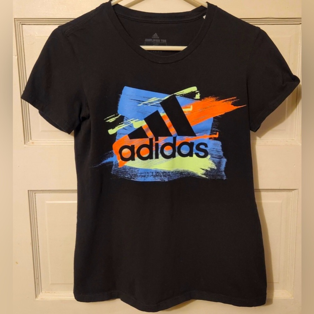 Adidas Shirt Amplifier Tee Short Sleeve Graphic Colorful Orange Black
